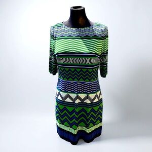 Eliza J 3/4 Sleeve Graphic Pattern Silk‎ Jersey mini Dress Size 8